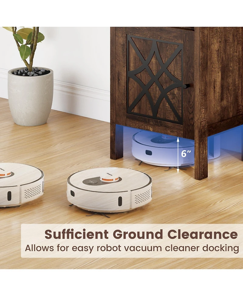 Sugift Robot Vacuum Storage Cabinet with Door and Open Shelf