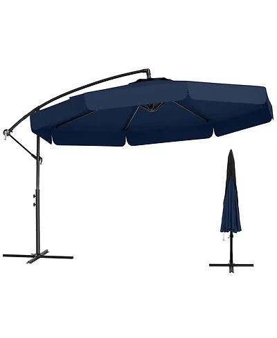 Sugift 10 ft Patio Cantilever Umbrella with Cover and Tilt Adjustment