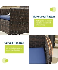 gaomon 3-Piece Wicker Bistro Set with Glass Table