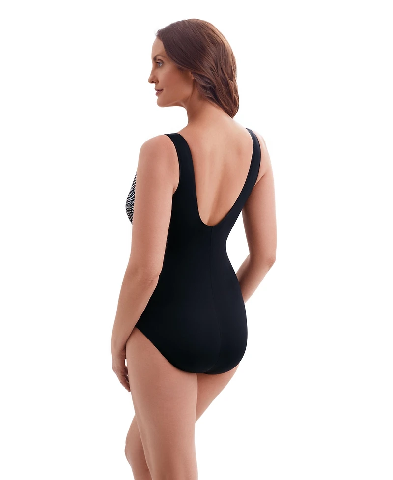 Longitude Women's Texture Luxe Pipe Side Shirred Surplice Long Torso One-Piece Swimsuit