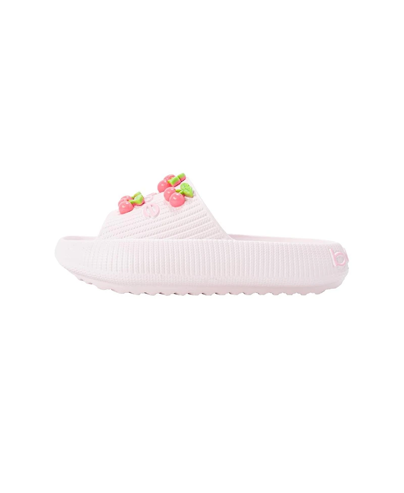 Bebe Girls Eva Slide - Lightweight Comfy Sandals with Cherry Charms