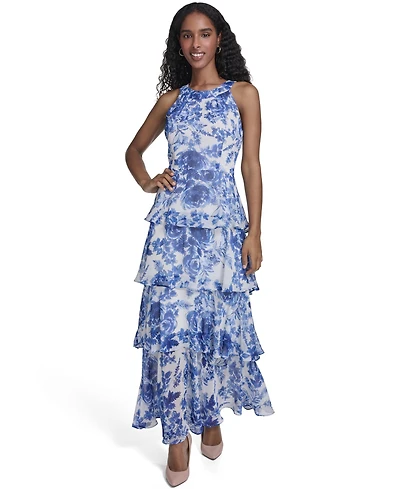 Tommy Hilfiger Women's Halter Neck Tiered Maxi Dress