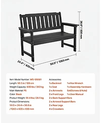 Gouun Patio Park Bench 36-Inch Weatherproof
