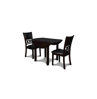 New Classic Furniture Gia 3-Piece 42" Wood Drop Leaf Dining Set, Ebony