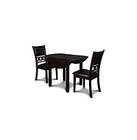 New Classic Furniture Gia 3-Piece 42" Wood Drop Leaf Dining Set, Ebony