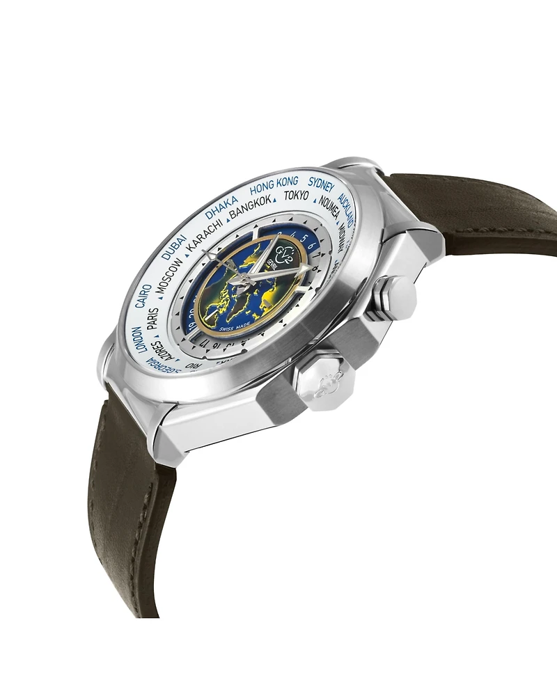 GV2 by Gevril Men's Marchese Swiss Quartz Leather Strap Watch