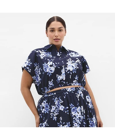 City Chic Women's Vacay Floral Print Shirt