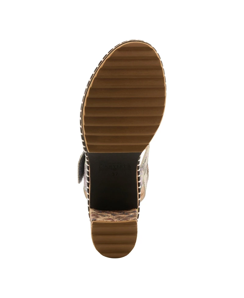 L`Artiste Women's Escapartist Artistic Sandal with Supportive Block Heel Comfort