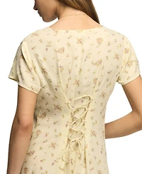 Lucky Brand Women's Printed V-Neck Mini Slip Dress