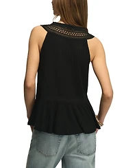 Lucky Brand Women's Peplum Lace Trimmed Sleeveless Tank