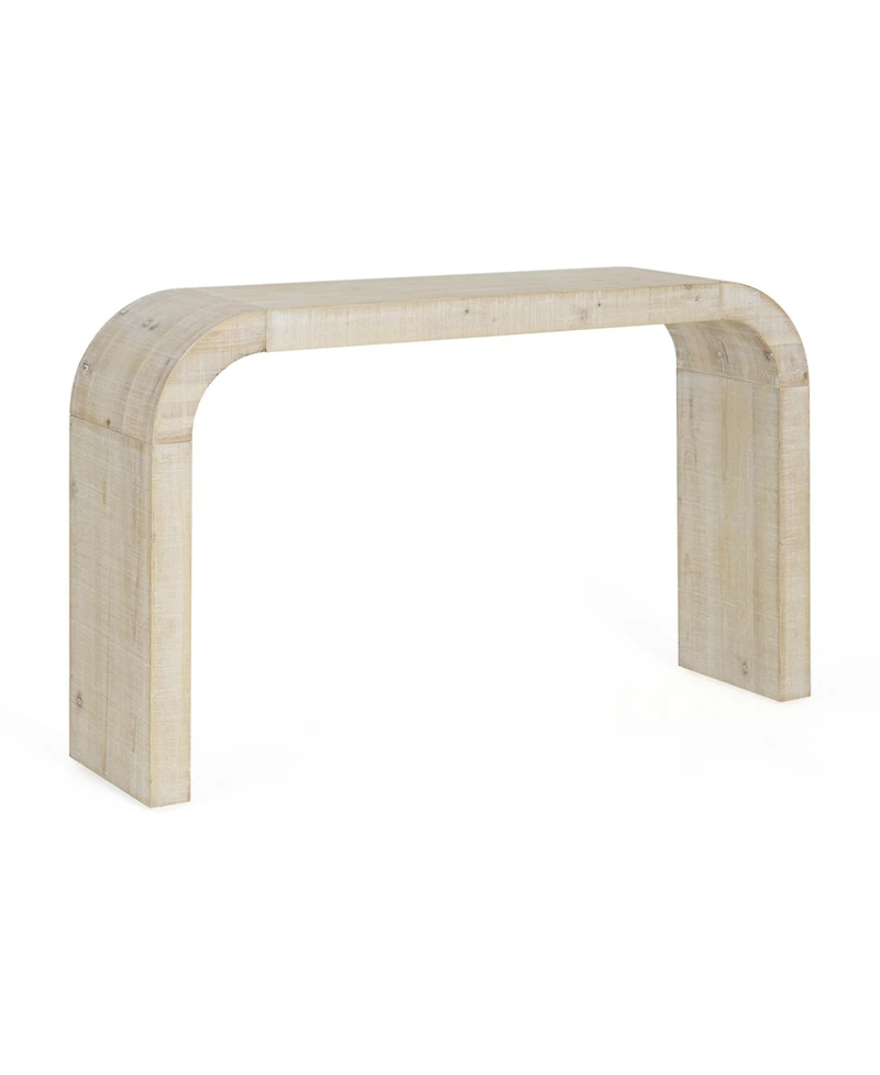 Flynama 52in Wood Console Table Curved Edge Cedar Veneer Natural For Entryway Living Room