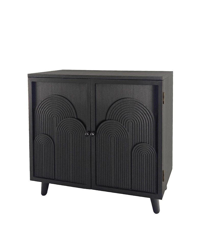 Flynama Modern Wood Storage Cabinet 31in Embossed Door Accent Cabinet For Living Room Bedroom