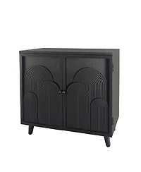Flynama Modern Wood Storage Cabinet 31in Embossed Door Accent Cabinet For Living Room Bedroom