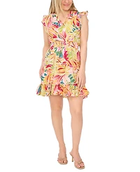 Msk Petite Smocked Waist V-Neck Tiered Dress