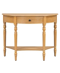 Fynama Half Moon Console Table Drawer Shelf Rustic Accent Table For Entryway