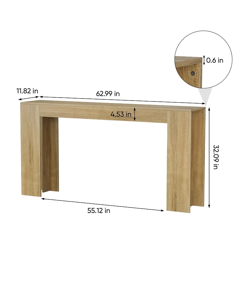 Flynama 62.99in Extra Long Farmhouse Entryway Table Narrow Sofa Table