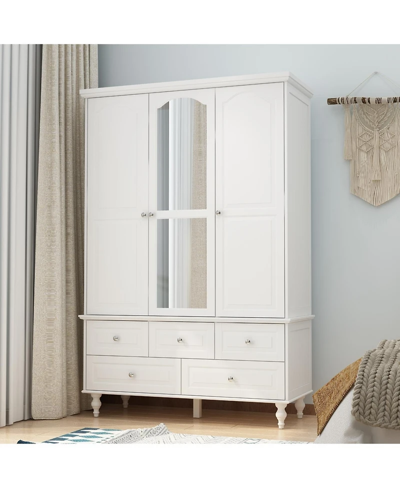 Homsee Big Wardrobe Armoires With Mirror, Drawers, Shelves.