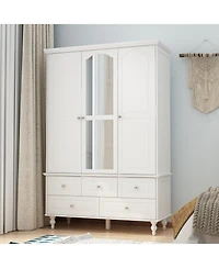 Homsee Big Wardrobe Armoires With Mirror, Drawers, Shelves.