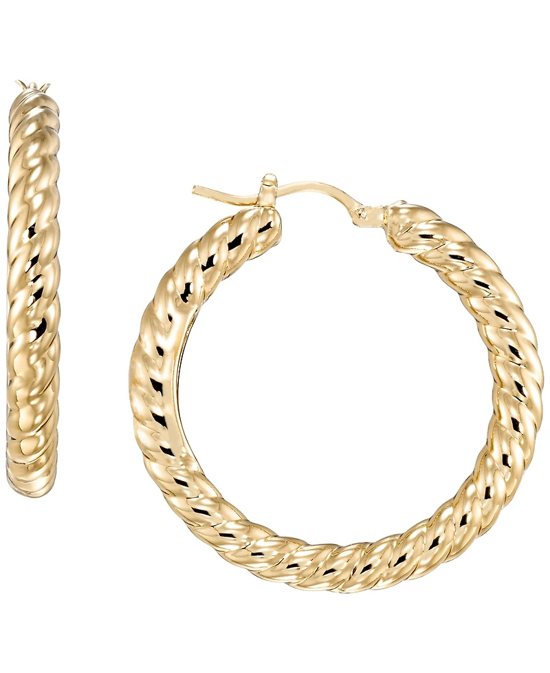 Italian Gold Twist Hoop Earrings in 10k Yellow Gold