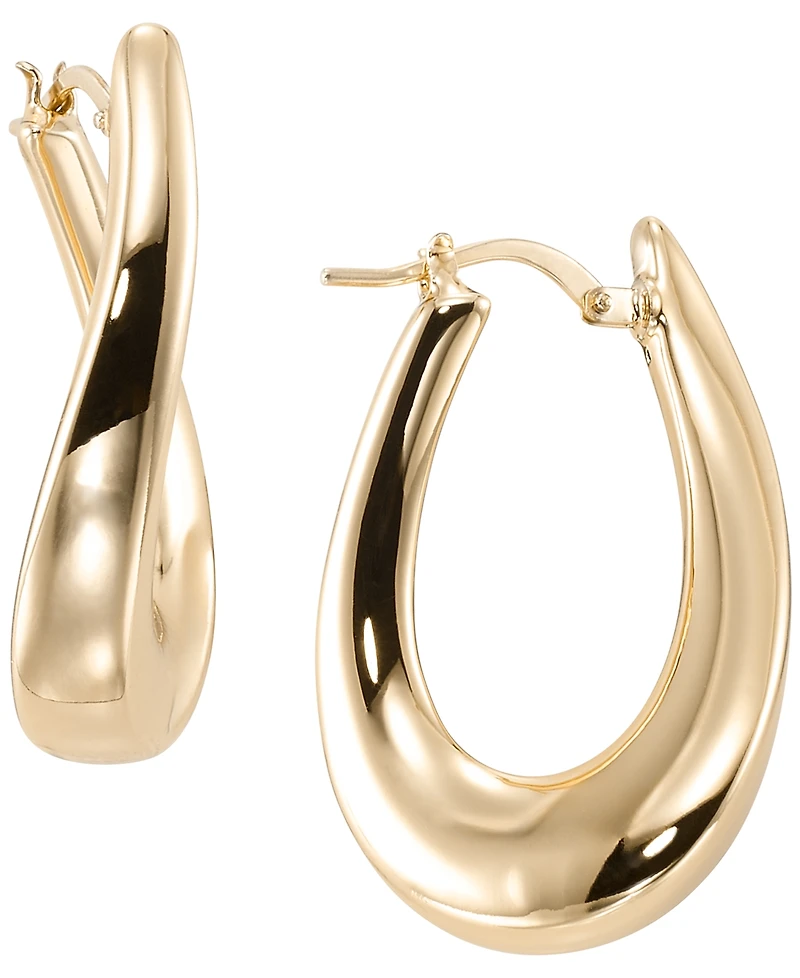 Italian Gold Wavy Hoop Earrings in 10k Yellow Gold