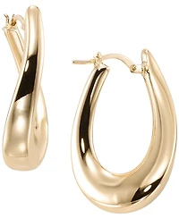 Italian Gold Wavy Hoop Earrings in 10k Yellow Gold