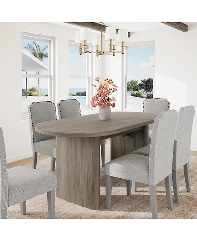 gaomon Dining Table for 4-6 People, Circle Kitchen Table with Cross Base, Farmhouse Wood Dinner Table for Apartment, Walnut Brown