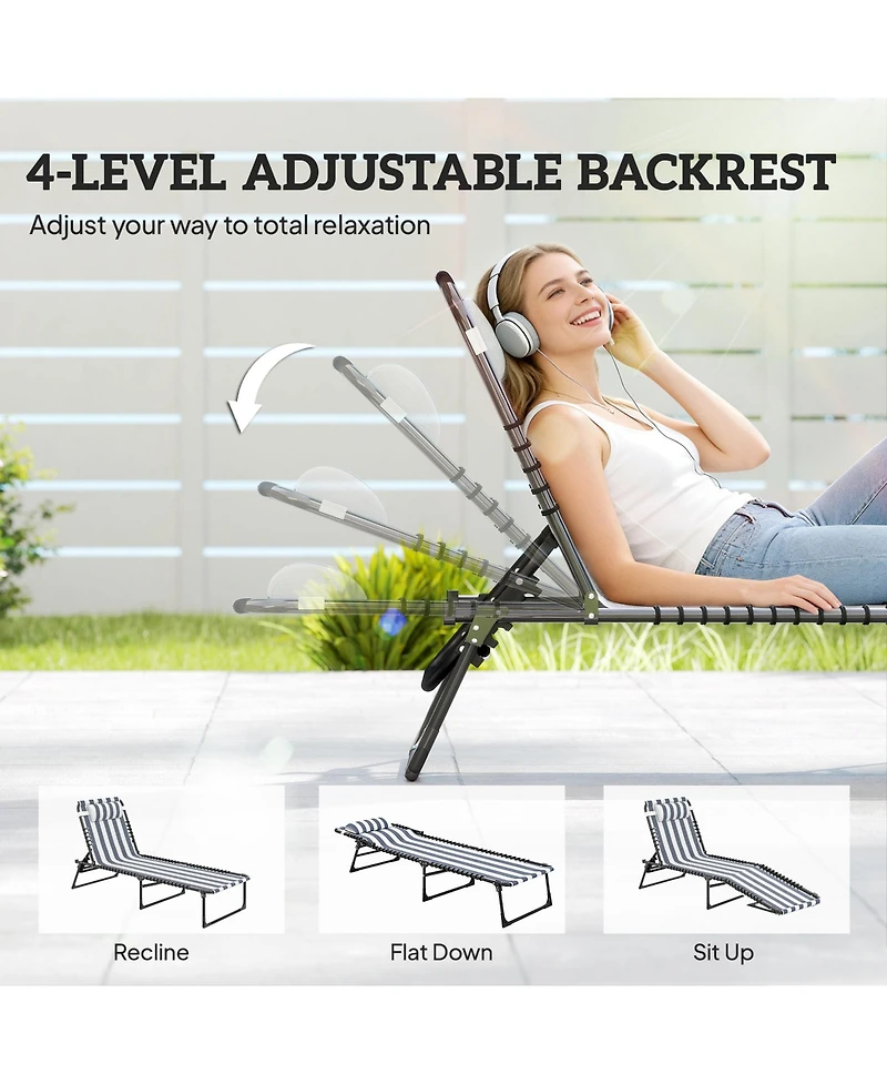 Outsunny Chaise Lounge Pool Chair, Folding, Reclining