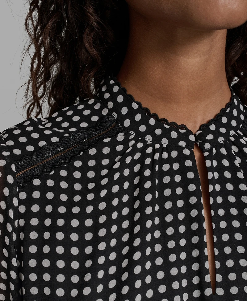 Karl Lagerfeld Paris Women's Front Keyhole Woven Top