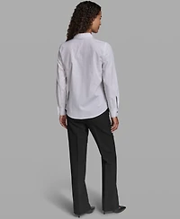 Karl Lagerfeld Paris Women's Button-Front Long-Sleeve Top