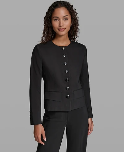 Karl Lagerfeld Paris Women's Round Neck Cropped Jacket