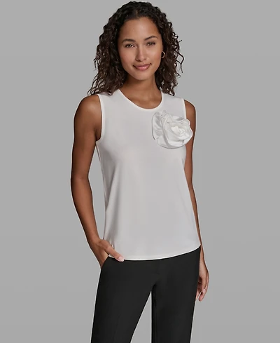Karl Lagerfeld Paris Women's Crew Neck Sleeveless Top