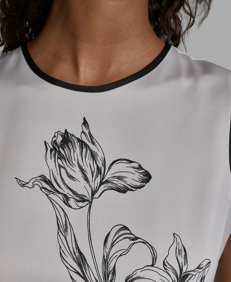 Karl Lagerfeld Paris Women's Woven Crew Neck Top