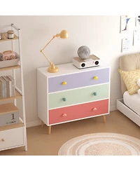 sumyeg Kids 3 Drawer Dresser Baby Nightstand Storage Cabinet