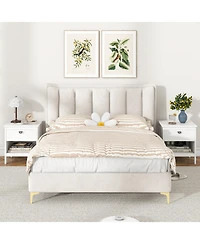 sumyeg 2-tier Wood Nightstand with Drawer and Open Storage Shelf for Bedroom