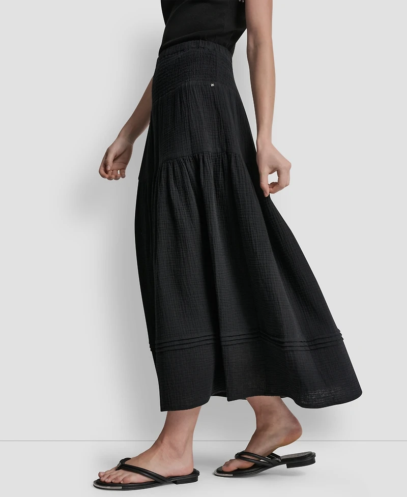 Dkny Jeans Women's Smocked-Waist Tiered Maxi Skirt