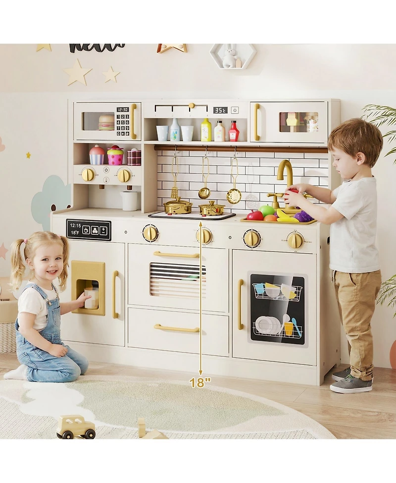 Slickblue Kids Toy Kitchen Set with Cooking Stove and Water Dispenser Playset