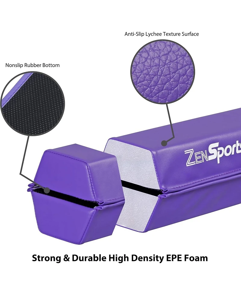 Zeny 6ft Folding Gymnastics Balance Beam Foam Floor Balance Beam Bar with Anti-Slip Base Walking Beams Home Gymnastics Equipment