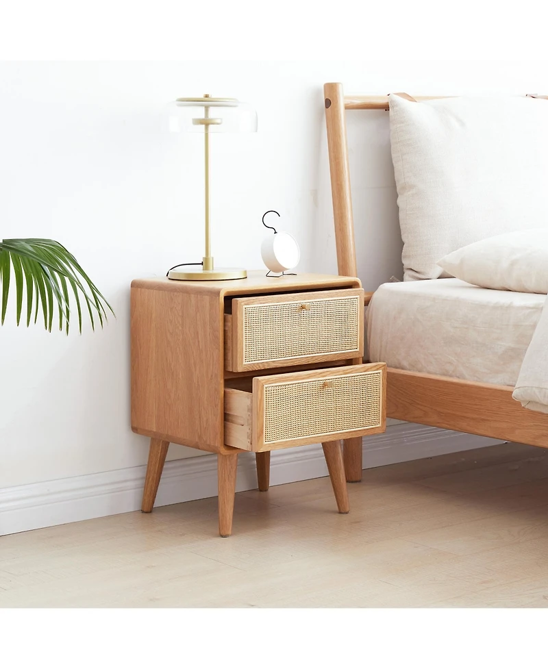 sumyeg Nordic Modern Solid Wood Nightstand Simple Bedside Cabinet Storage