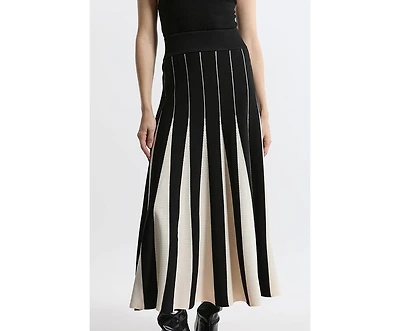 Karen Millen Women's Pointelle Block Pleated Skirt