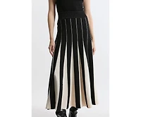 Karen Millen Women's Pointelle Block Pleated Skirt