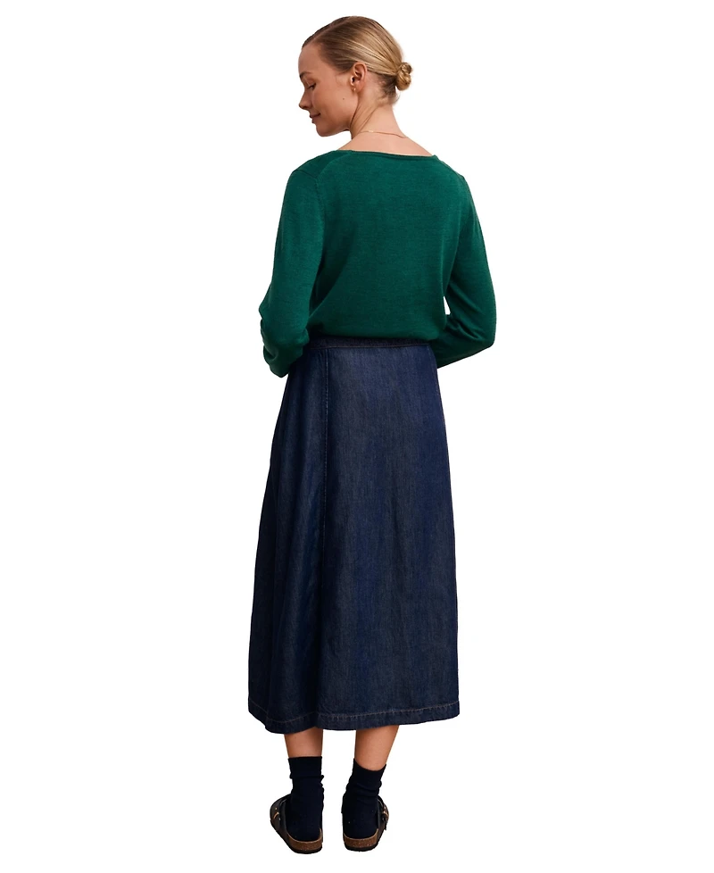 Celtic & Co. Women's Midi Wrap A-Line Denim Skirt
