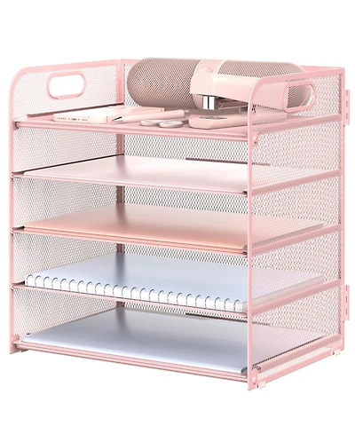 Gnuadz Letter Tray Paper Organizer 5-tier Desk File Holder Metal Desktop Document Shelf Office Classroom Organization