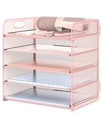 Gnuadz Letter Tray Paper Organizer 5-tier Desk File Holder Metal Desktop Document Shelf Office Classroom Organization