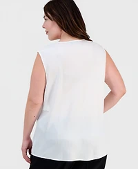 Kasper Plus Sleeveless Cowlneck Top