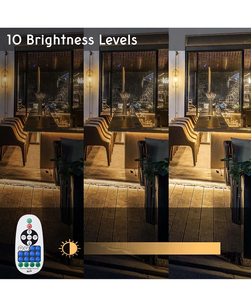 DELight 100FT Warm White Neon Rope Lights with 2" Plastic U Channel System 10PCS,Remote Control Ac 110V Waterproof Dimmable Cuttable Del-D1M100W