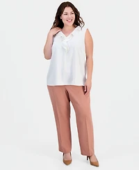 Kasper Plus Ruffled Sleeveless Top