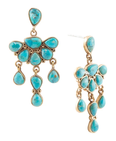 Barse Durango Blue Turquoise Golden Chandelier Earrings