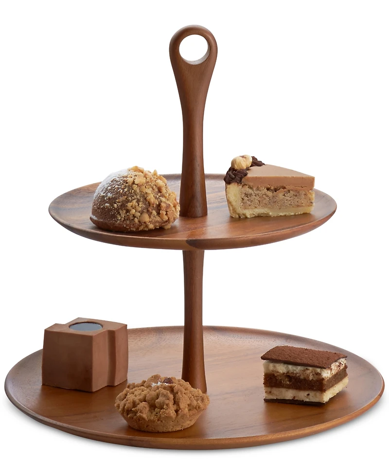 Nambe Skye Dinnerware Collection by Robin Levien Wood Tiered Dessert Stand
