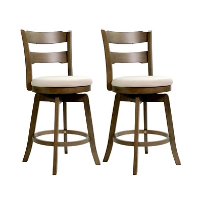 Gouun 25 in Swivel Counter Height Bar Stool Set of 2 with Polyester Upholstered Seat and Backrest