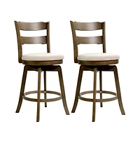 Gouun 25 in Swivel Counter Height Bar Stool Set of 2 with Polyester Upholstered Seat and Backrest